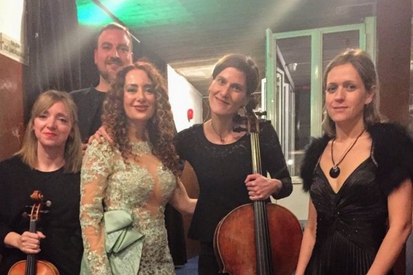 Estrella Cuello tras actuación en el Palacio de la Audiencia de Soria con el cuarteto Oreste Camarca 2